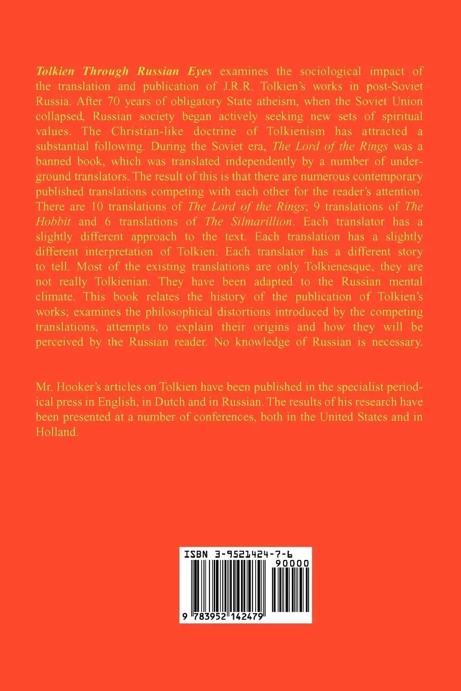 Rückseite: 9783952142479 | Tolkien Through Russian Eyes | Mark T. Hooker | Taschenbuch | Englisch
