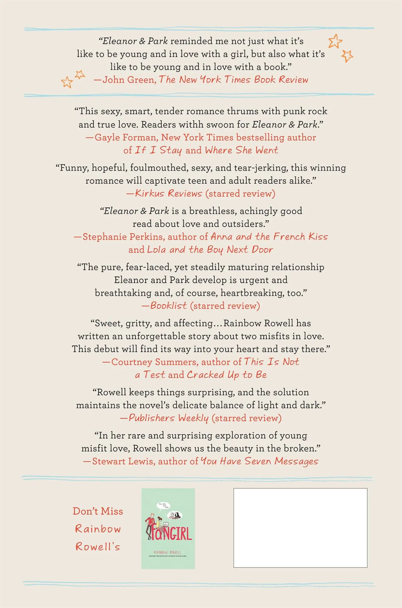 Rückseite: 9781250012579 | Eleanor &amp; Park | Rainbow Rowell | Buch | Englisch | 2013