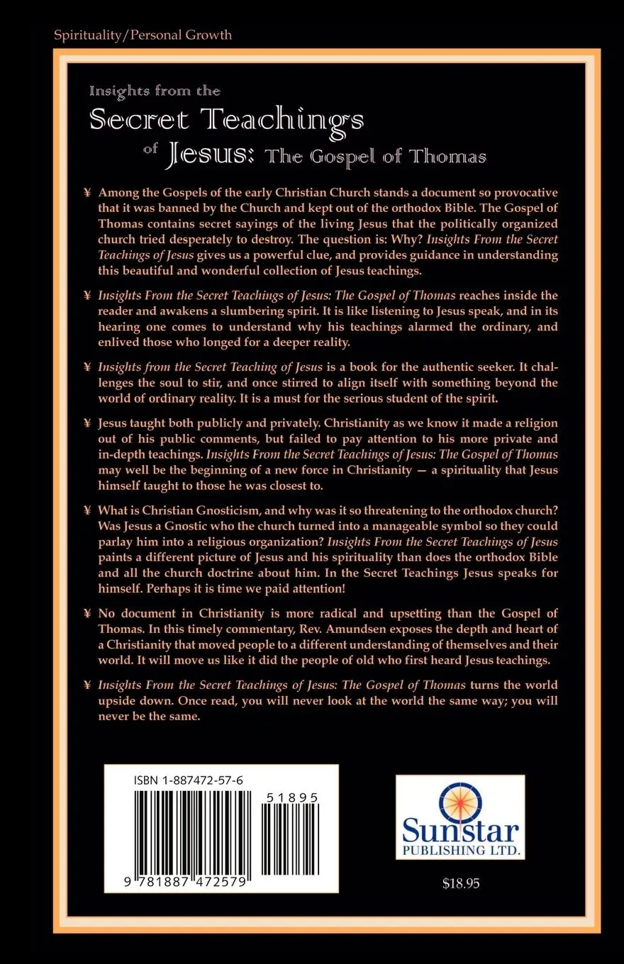 Rückseite: 9781887472579 | Insights from the Secret Teachings of Jesus | The Gospel of Thomas