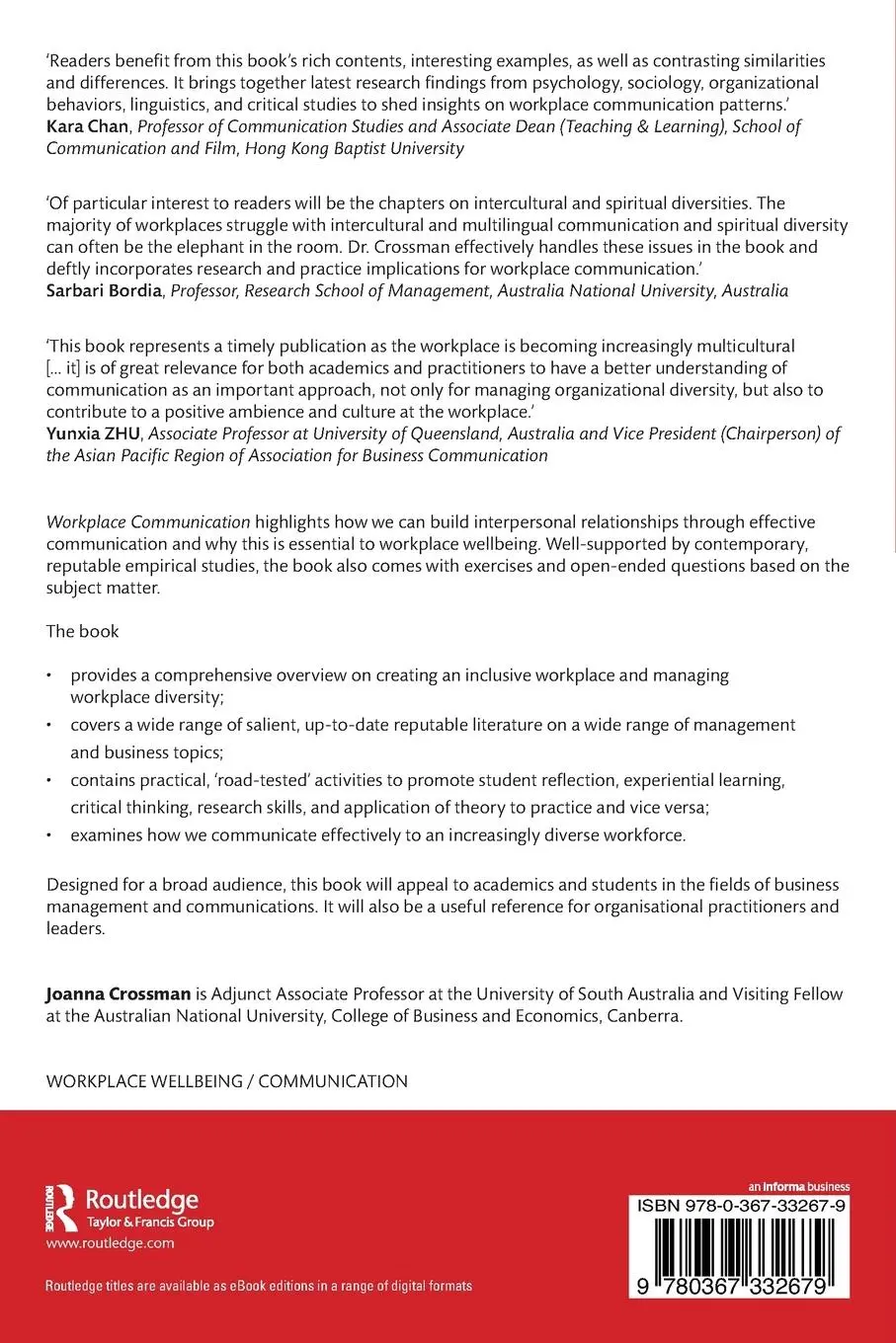 Rückseite: 9780367332679 | Workplace Communication | Joanna Crossman | Taschenbuch | Englisch