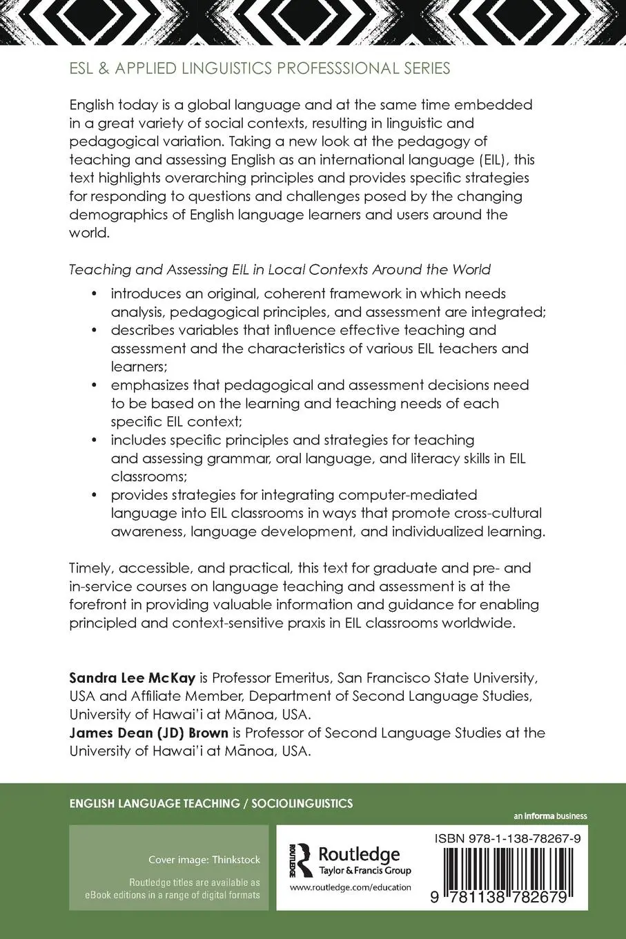Rückseite: 9781138782679 | Teaching and Assessing EIL in Local Contexts Around the World | Buch