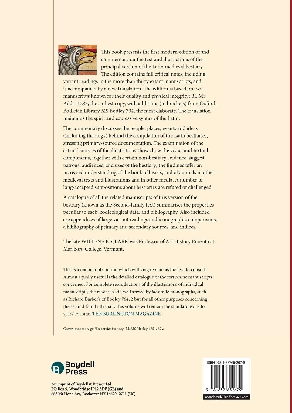Rückseite: 9781837652679 | A Medieval Book of Beasts | Willene B. Clark | Taschenbuch | Englisch