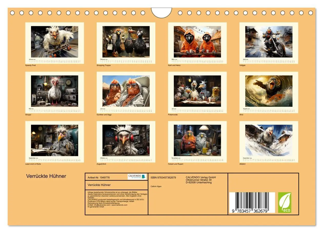 Bild: 9783457362679 | Verrückte Hühner (Wandkalender 2026 DIN A4 quer), CALVENDO...