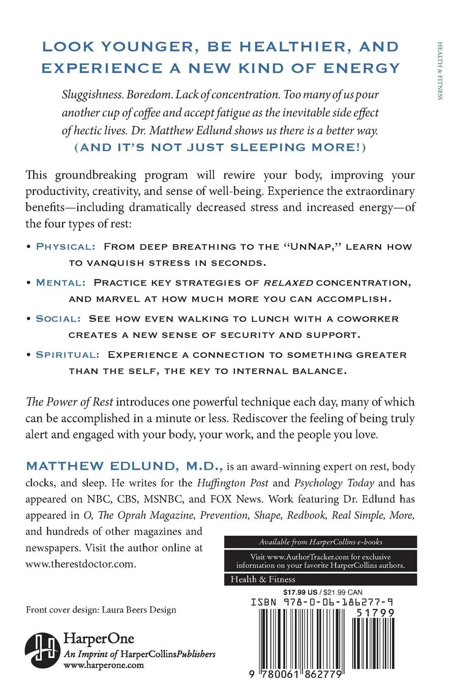 Rückseite: 9780061862779 | The Power of Rest | Matthew Edlund | Taschenbuch | Englisch | 2011