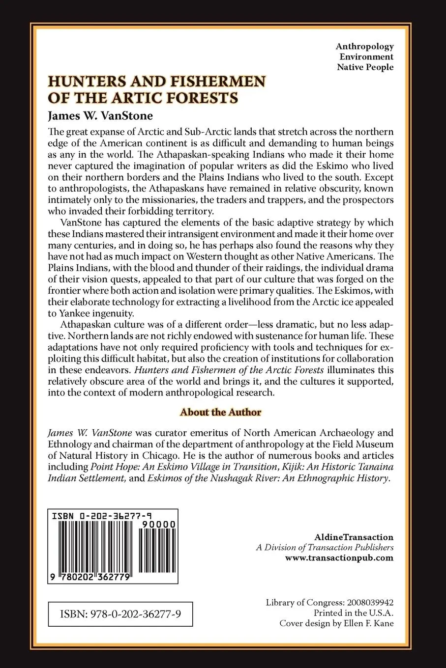 Rückseite: 9780202362779 | Hunters and Fishermen of the Arctic Forests | James W. Vanstone | Buch