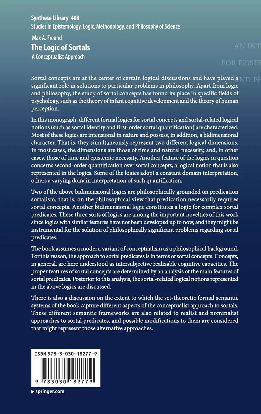 Rückseite: 9783030182779 | The Logic of Sortals | A Conceptualist Approach | Max A. Freund | Buch