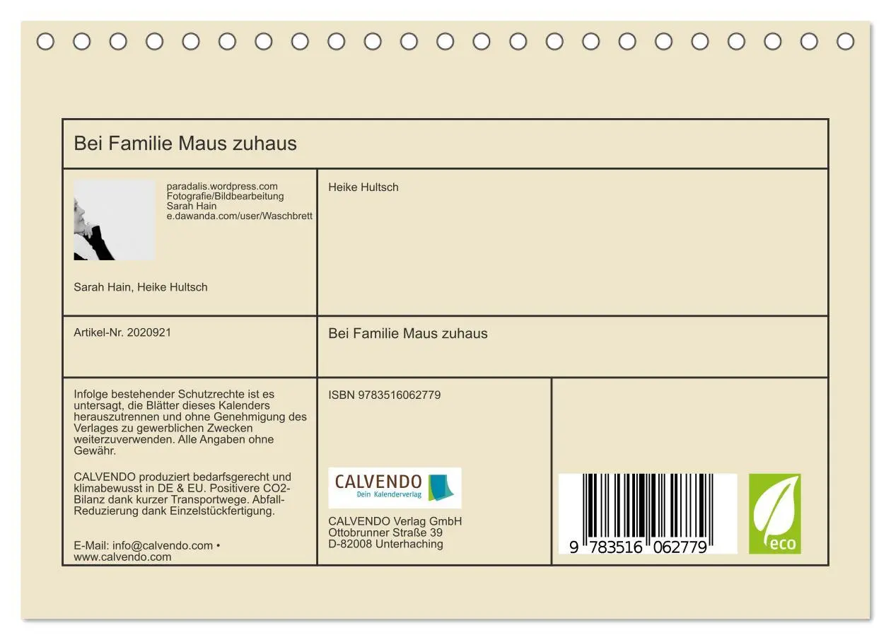 Bild: 9783516062779 | Bei Familie Maus zuhaus (Tischkalender 2026 DIN A5 quer), CALVENDO...