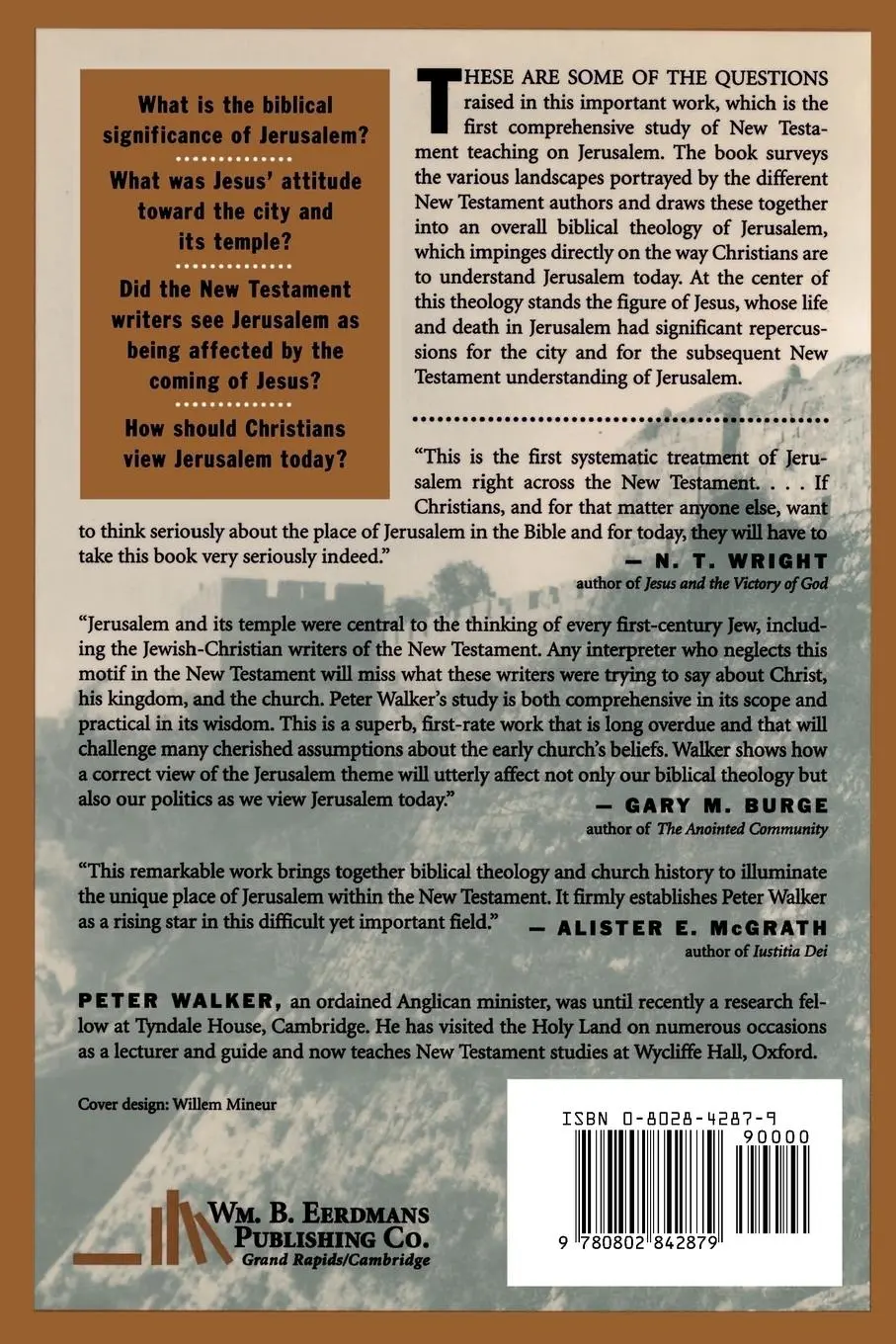 Rückseite: 9780802842879 | Jesus and the Holy City | New Testament Perspectives on Jerusalem