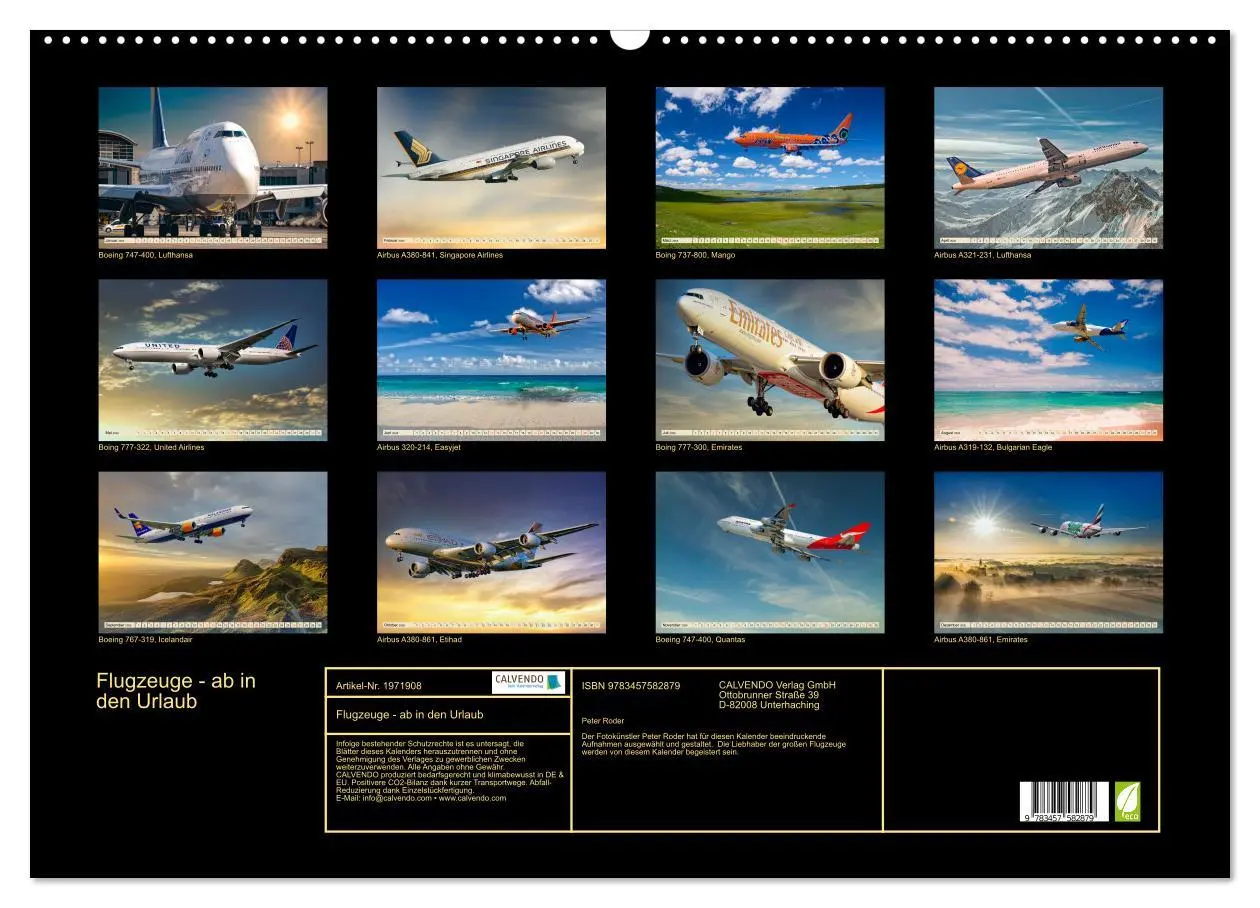 Bild: 9783457582879 | Flugzeuge - ab in den Urlaub (Wandkalender 2026 DIN A2 quer),...
