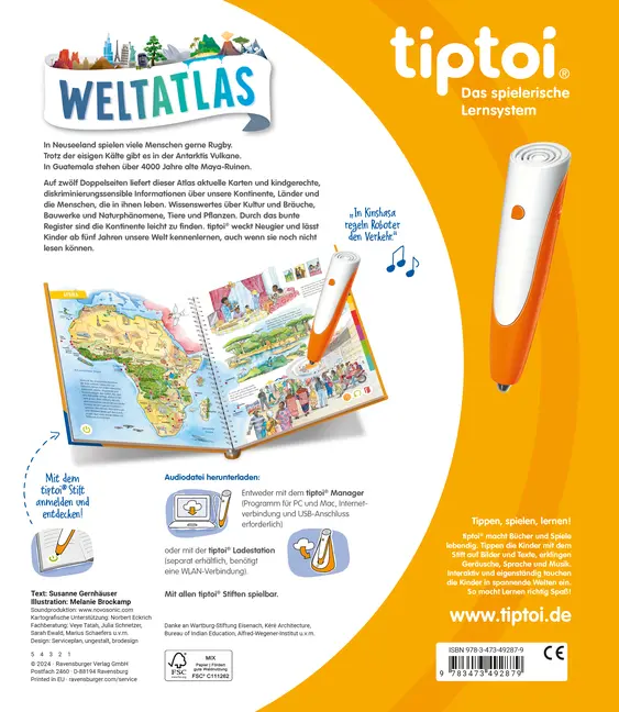Rückseite: 9783473492879 | tiptoi® - Weltatlas | Susanne Gernhäuser | Taschenbuch | tiptoi®