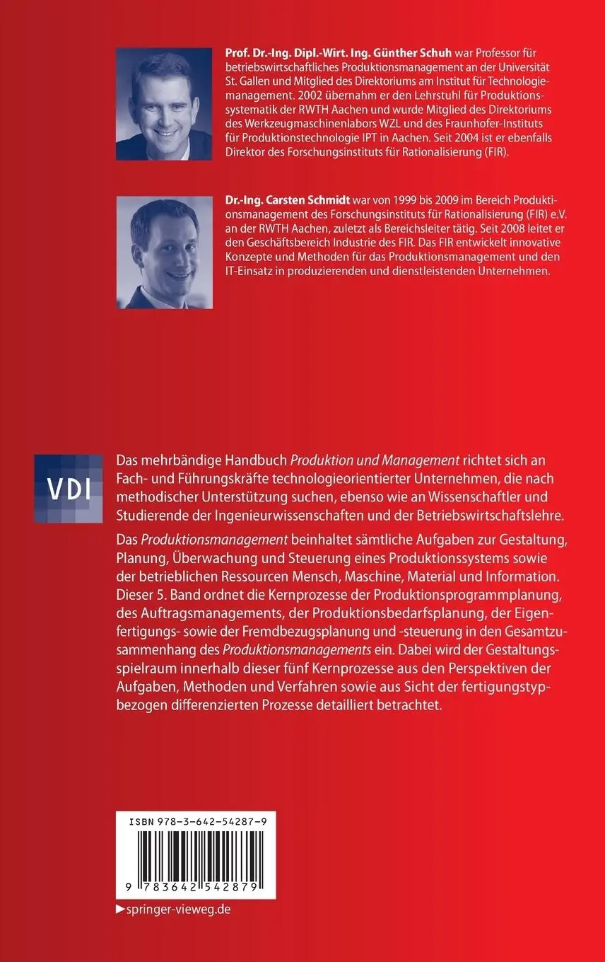 Rückseite: 9783642542879 | Produktionsmanagement | Handbuch Produktion und Management 5 | Buch