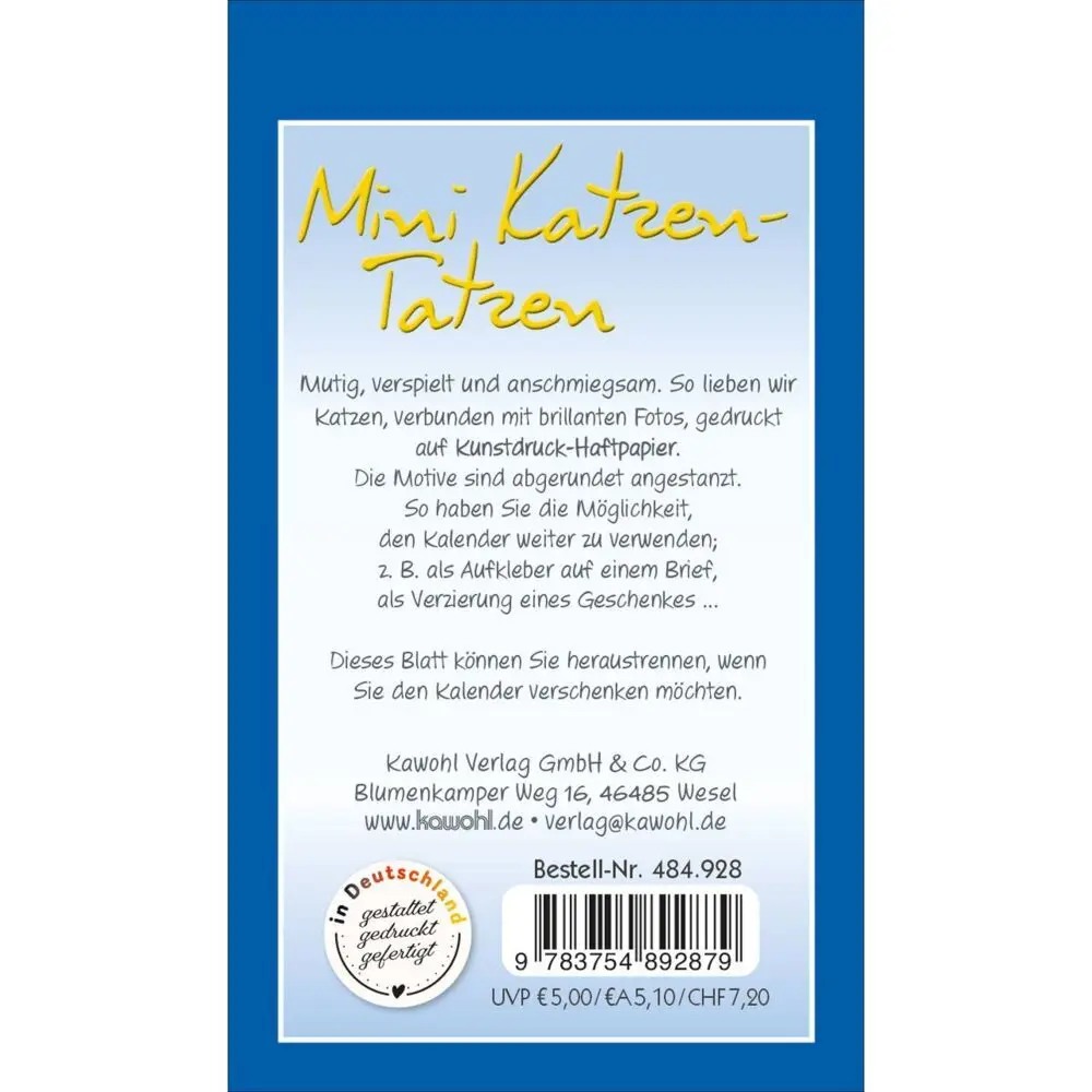Bild: 9783754892879 | Mini Katzen-Tatzen 2027 | Aufkleber-Kalender | Kalender | 14 S. | 2027