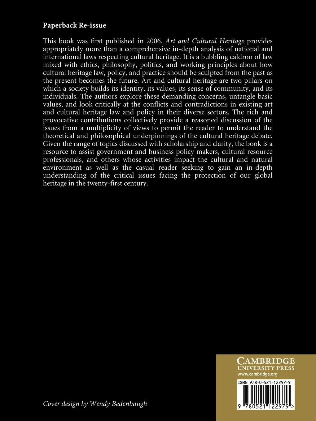Rückseite: 9780521122979 | Art and Cultural Heritage | Law, Policy, and Practice | Hoffman | Buch