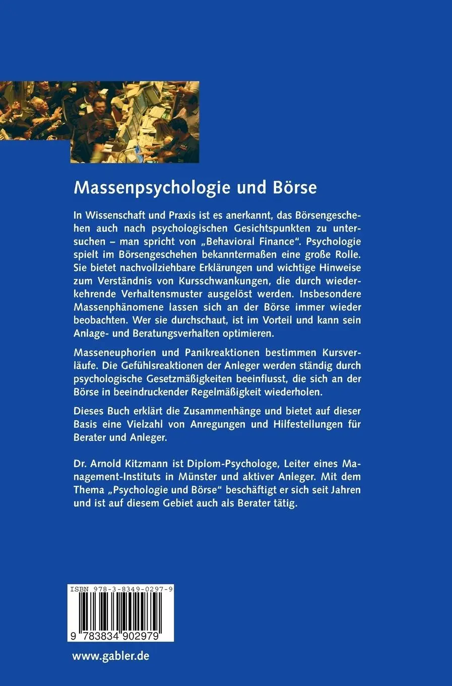 Rückseite: 9783834902979 | Massenpsychologie und Börse | Arnold Kitzmann | Buch | viii | Deutsch