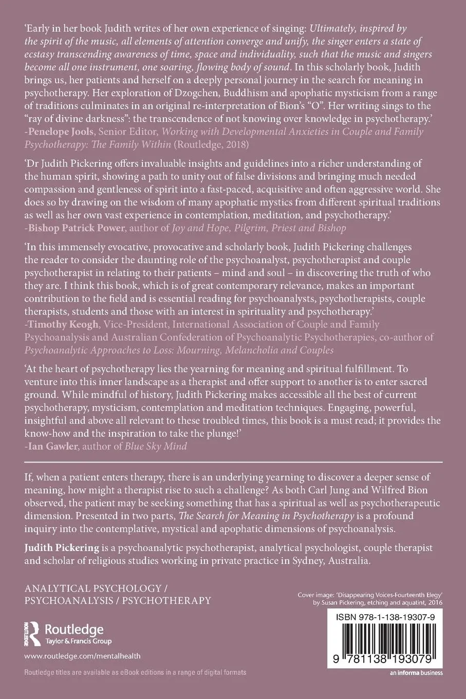 Rückseite: 9781138193079 | The Search for Meaning in Psychotherapy | Judith Pickering | Buch