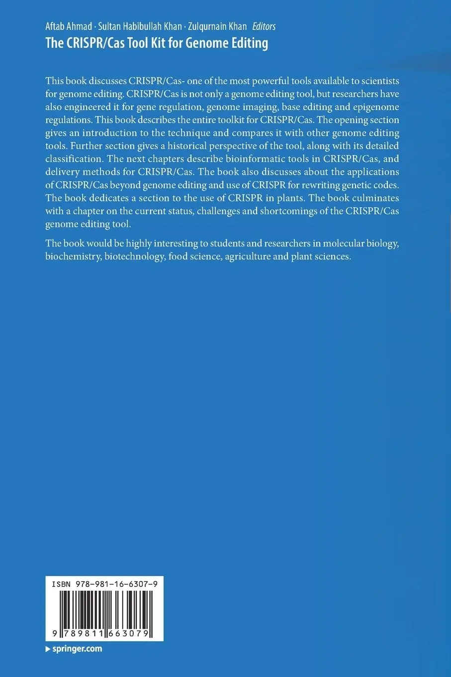 Rückseite: 9789811663079 | The CRISPR/Cas Tool Kit for Genome Editing | Aftab Ahmad (u. a.) | xii