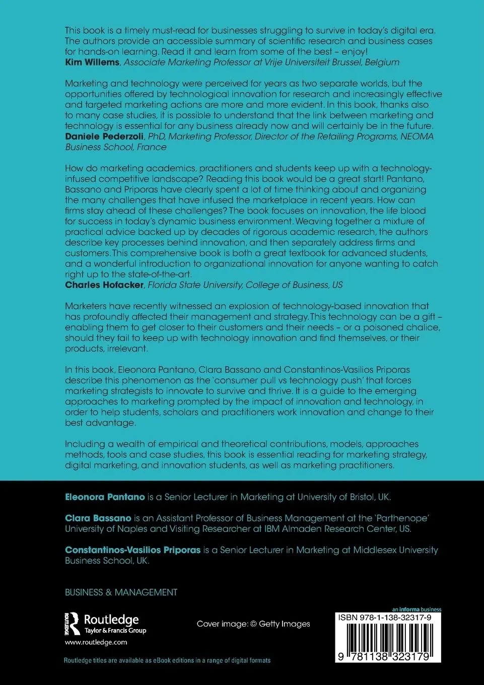 Rückseite: 9781138323179 | Technology and Innovation for Marketing | Eleonora Pantano (u. a.)