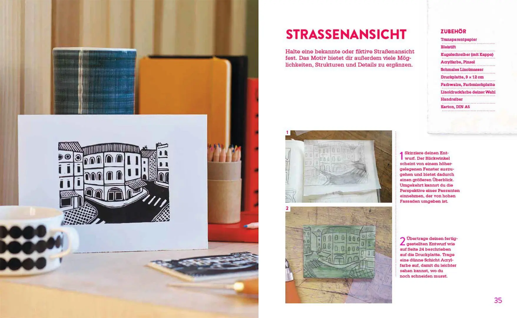 Bild: 9783258603179 | Print your City | Linoldruck mit Motiven aus der Stadt | Ella Flavell