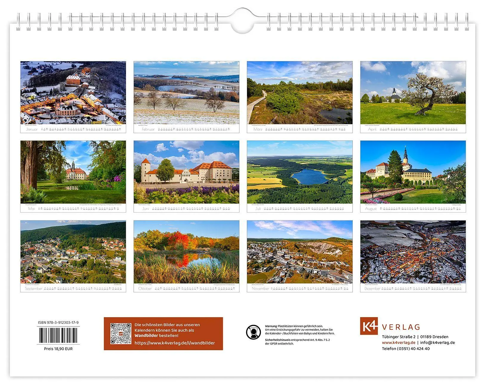 Bild: 9783912303179 | Kalender Osterzgebirge 2027 | 40 x 30 cm weißes Kalendarium | Schubert