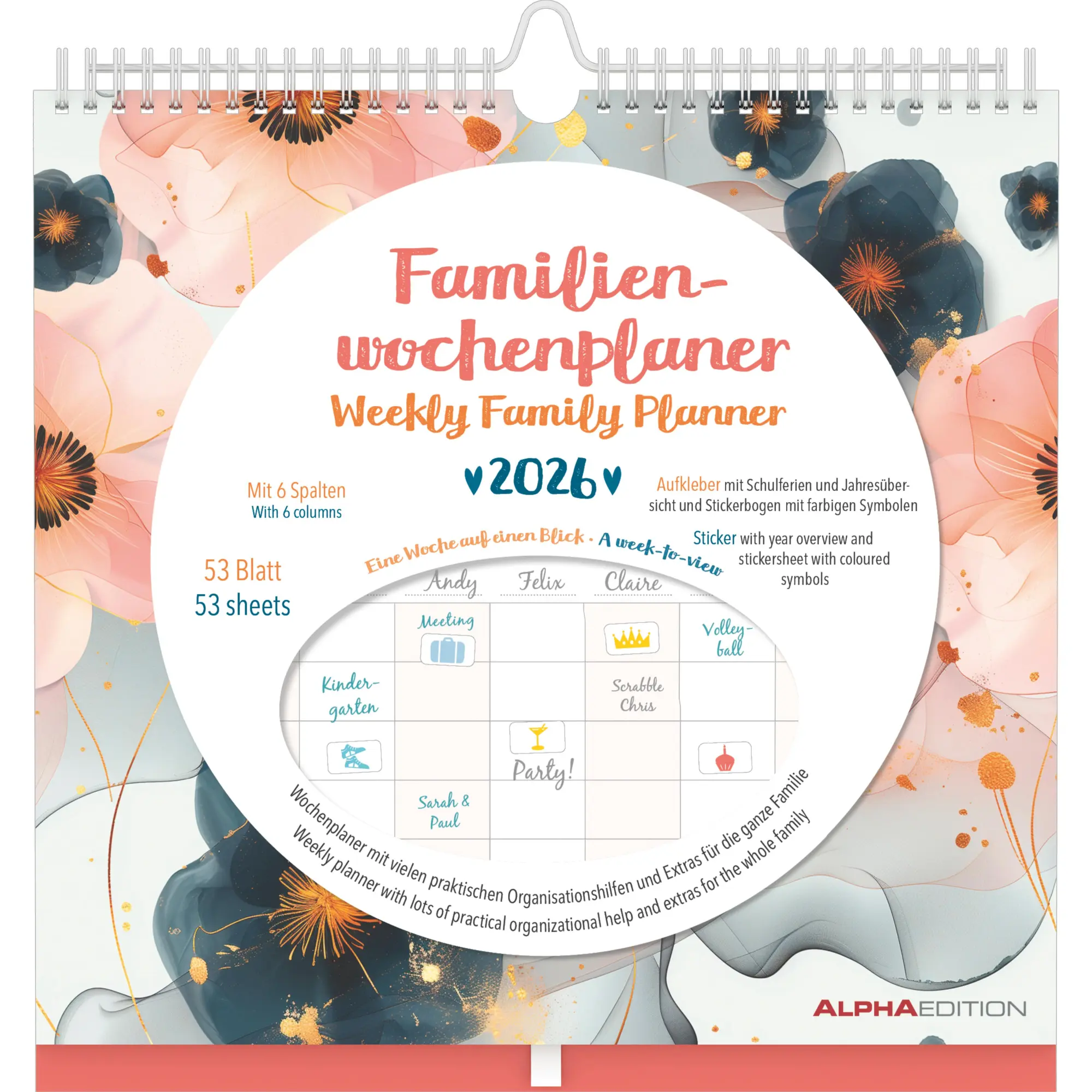 Cover: 4069095003279 | Familien Wochenkalender Flowers 2026 - Familien-Timer -...
