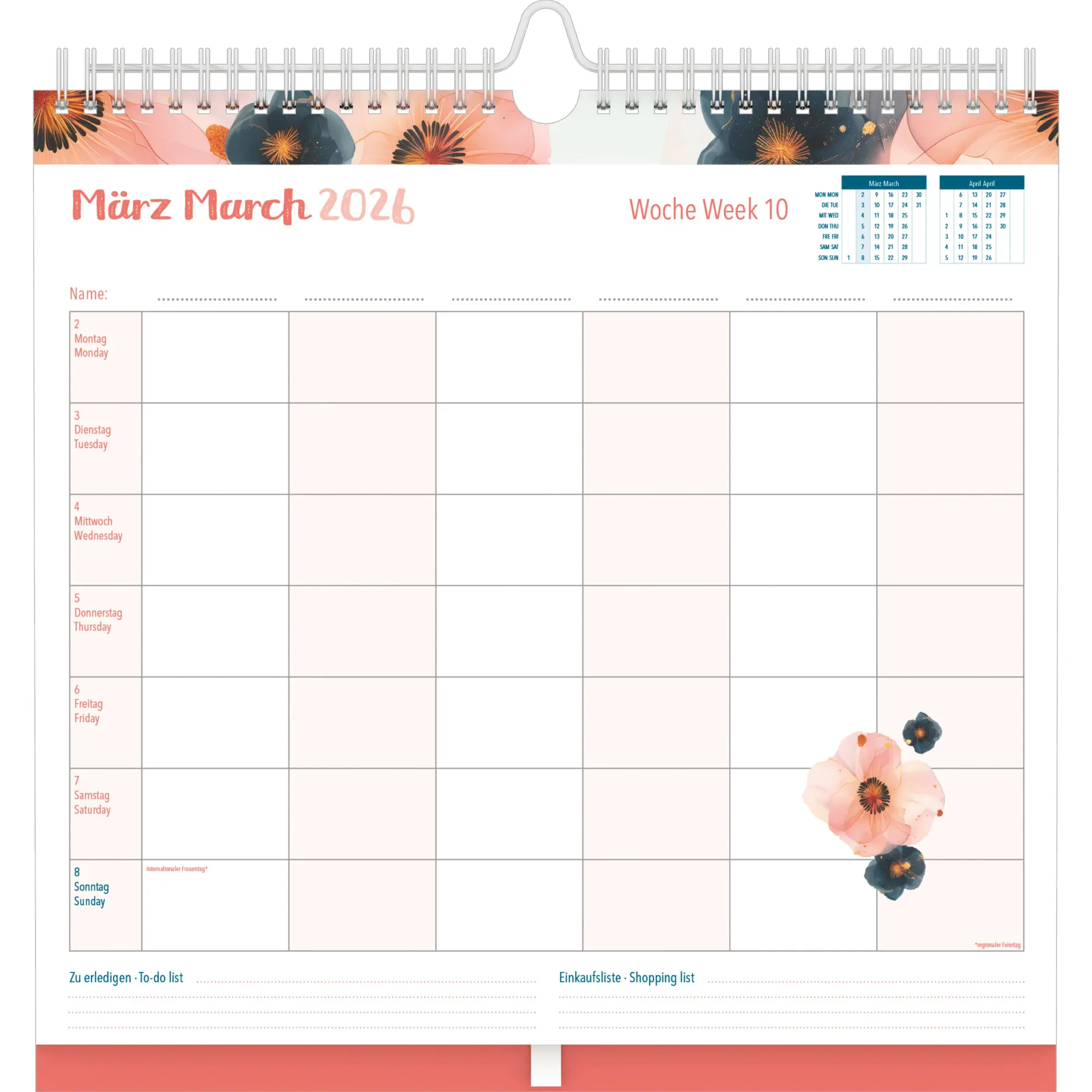 Bild: 4069095003279 | Familien Wochenkalender Flowers 2026 - Familien-Timer -...