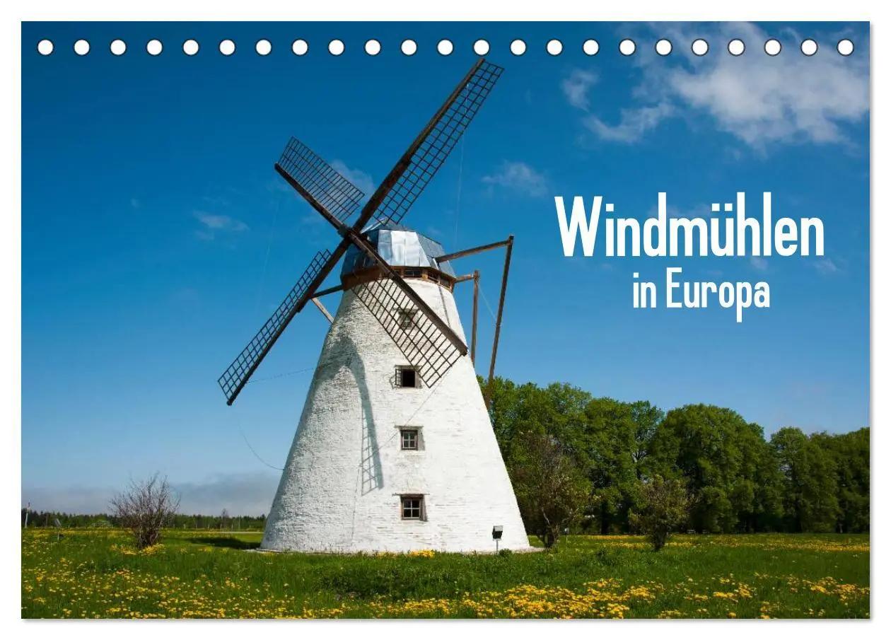 Cover: 9783516223279 | Windmühlen in Europa (Tischkalender 2026 DIN A5 quer), CALVENDO...