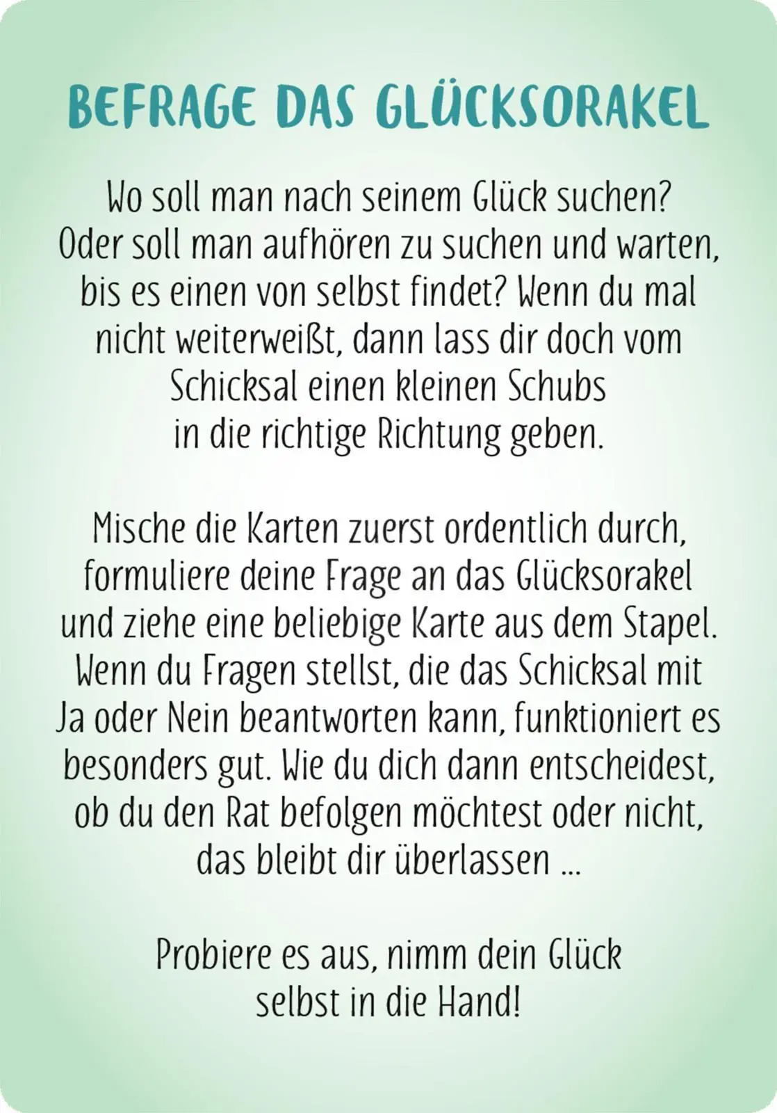 Bild: 9783845833279 | Glücksorakel | 50 Entscheidungskärtchen | Taschenbuch | 51 S. | 2019