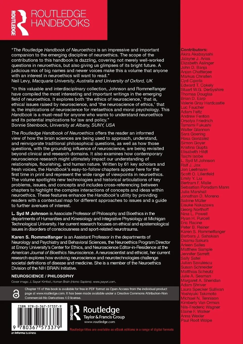 Rückseite: 9780367573379 | The Routledge Handbook of Neuroethics | L. Syd M Johnson (u. a.)