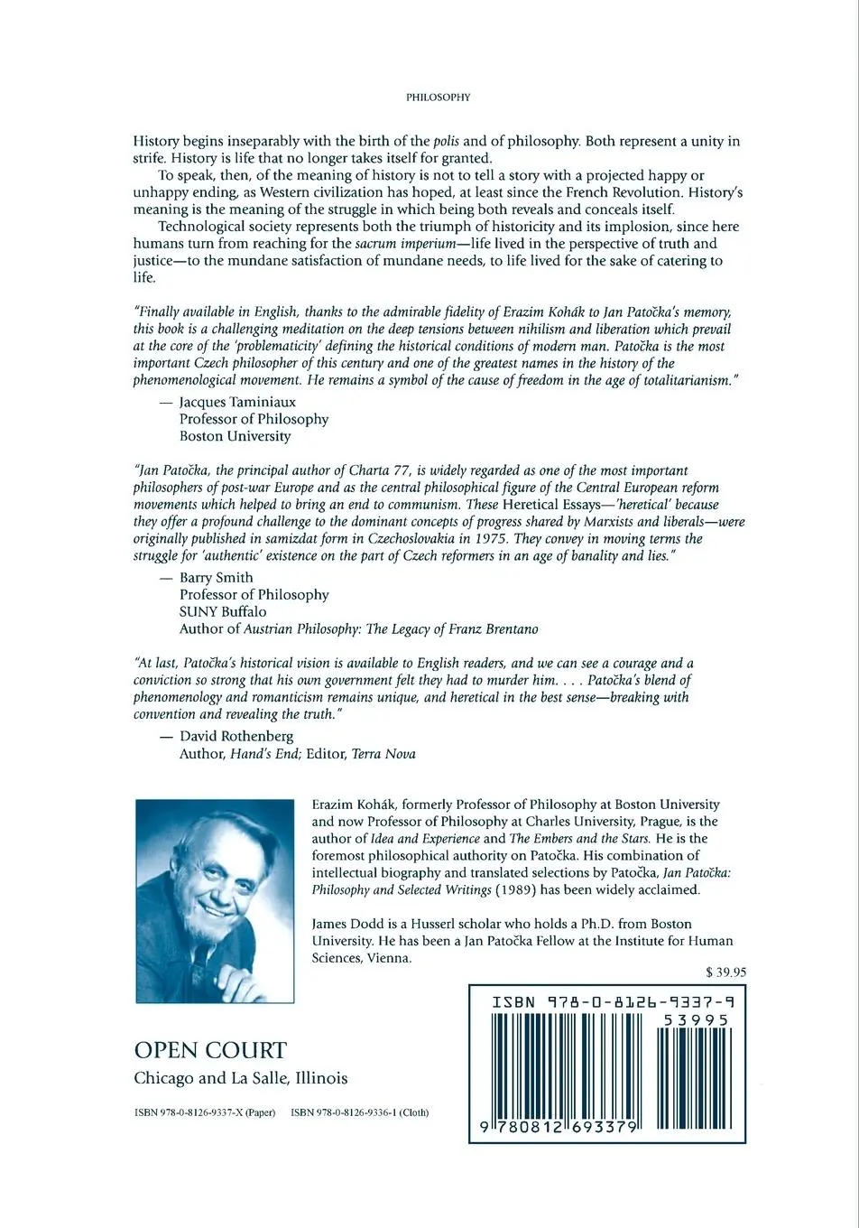 Rückseite: 9780812693379 | Heretical Essays in the Philosophy of History | Jan Patocka | Buch