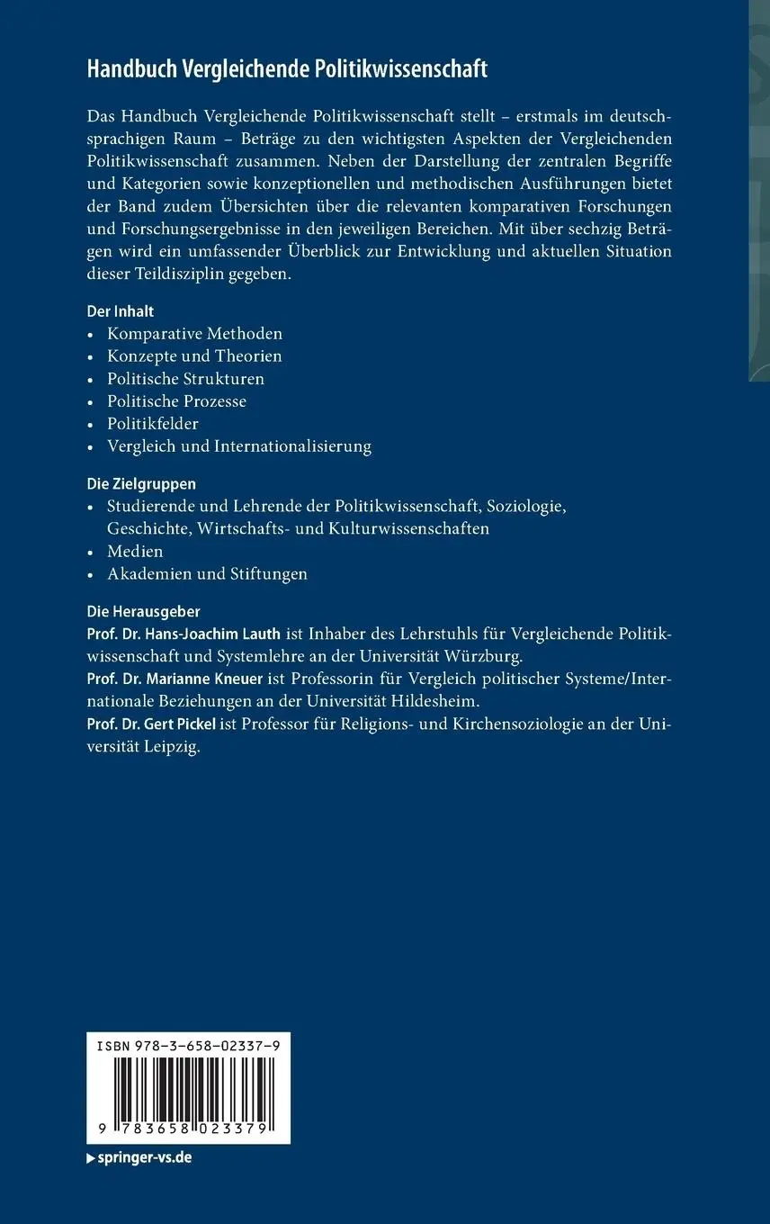Rückseite: 9783658023379 | Handbuch Vergleichende Politikwissenschaft | Lauth (u. a.) | Buch
