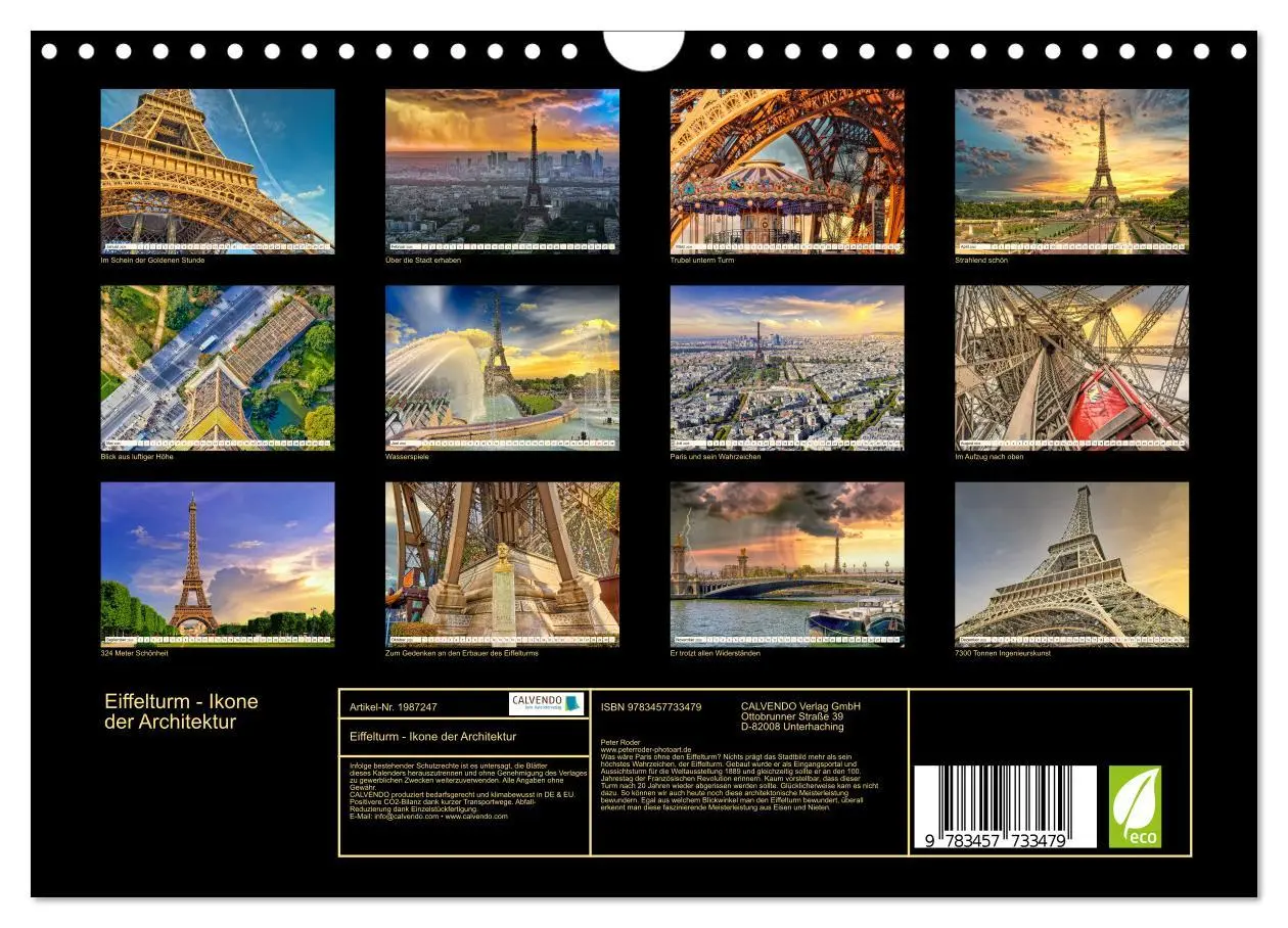 Bild: 9783457733479 | Eiffelturm - Ikone der Architektur (Wandkalender 2026 DIN A4 quer),...