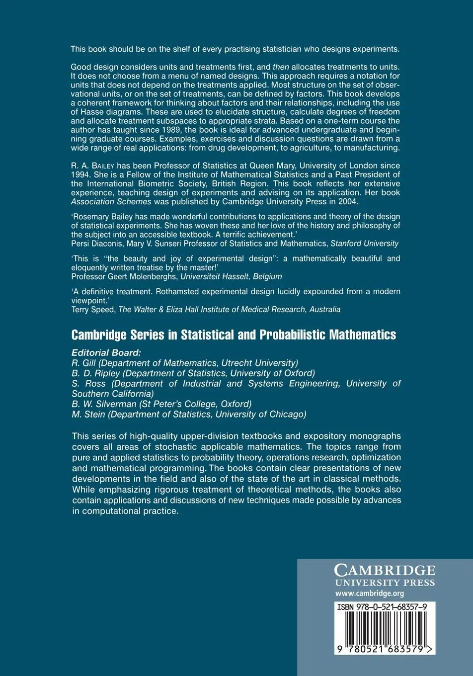 Rückseite: 9780521683579 | Design of Comparative Experiments | R. A. Bailey | Taschenbuch | 2014