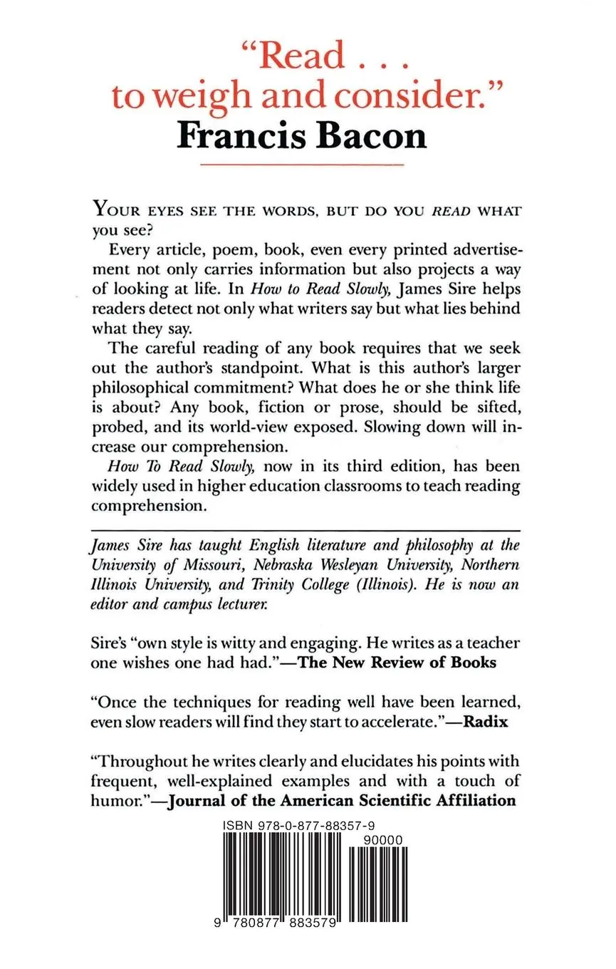Rückseite: 9780877883579 | How to Read Slowly | Reading for Comprehension | James W. Sire | Buch