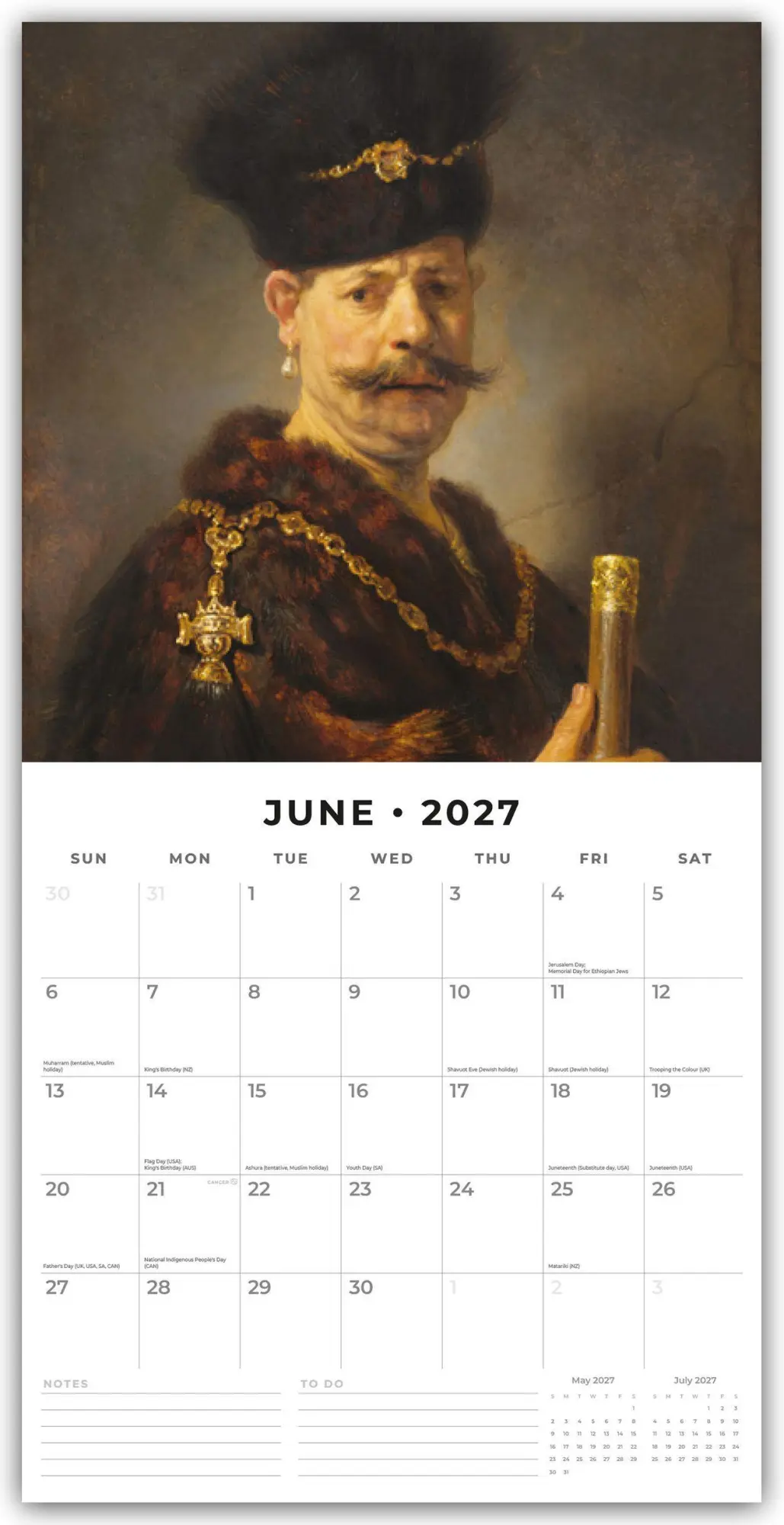 Bild: 9781837013579 | Rembrandt 2027 - 16-Monatskalender | Robin Red | Kalender | 28 S.