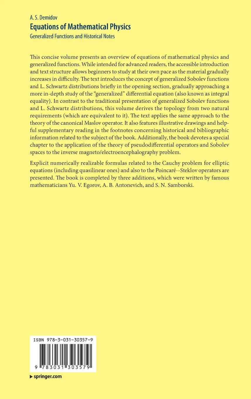 Rückseite: 9783031303579 | Equations of Mathematical Physics | A. S. Demidov | Buch | xv | 2023