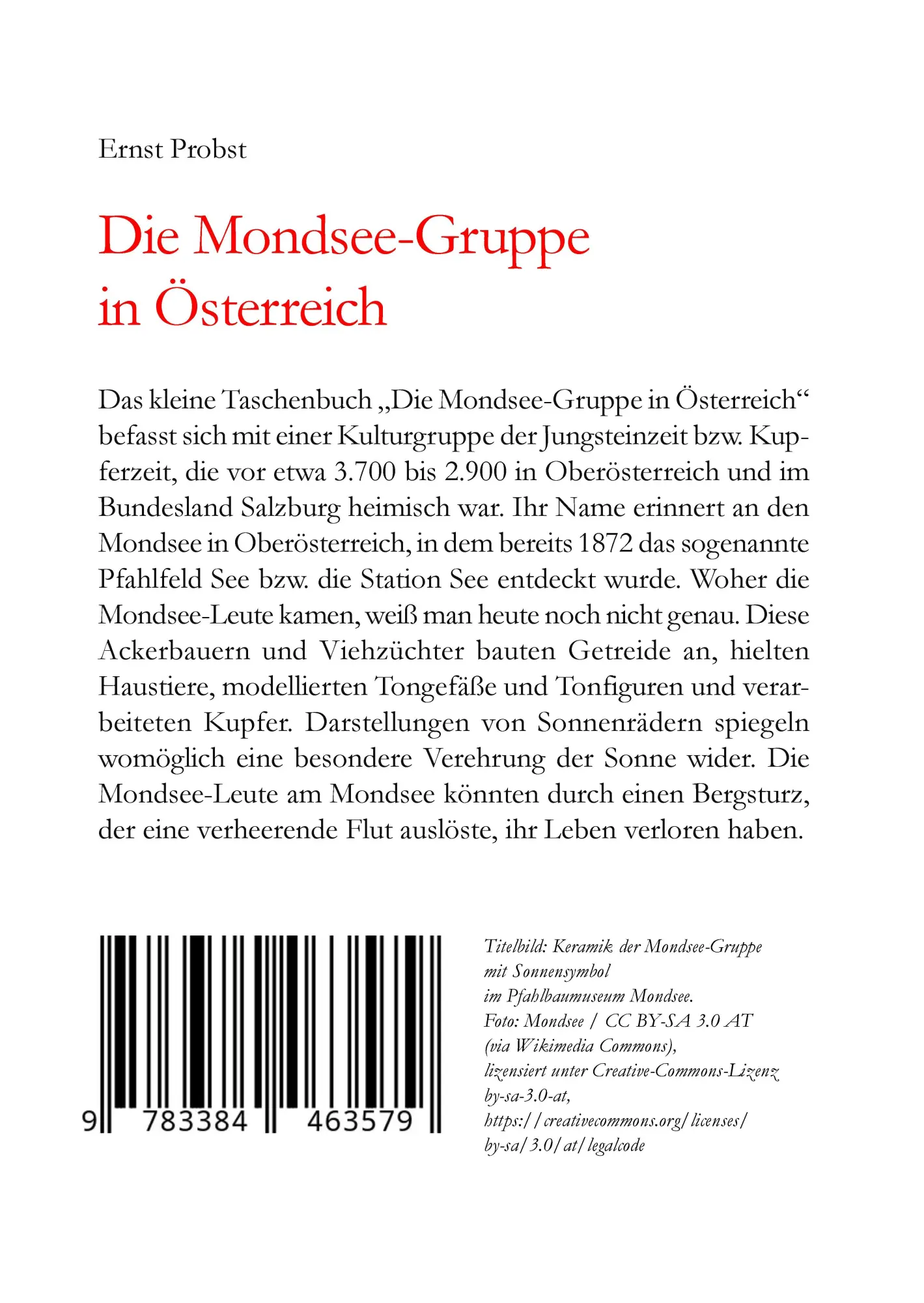 Rückseite: 9783384463579 | Die Mondsee-Gruppe in Österreich | Ernst Probst | Buch | 44 S. | 2024