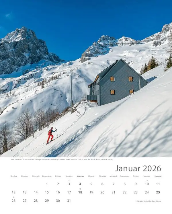 Bild: 9783731883579 | Hütten unserer Alpen 2026 | Verlag Korsch | Kalender | Spiralbindung
