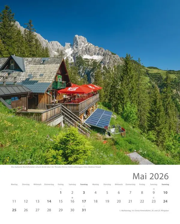 Bild: 9783731883579 | Hütten unserer Alpen 2026 | Verlag Korsch | Kalender | Spiralbindung
