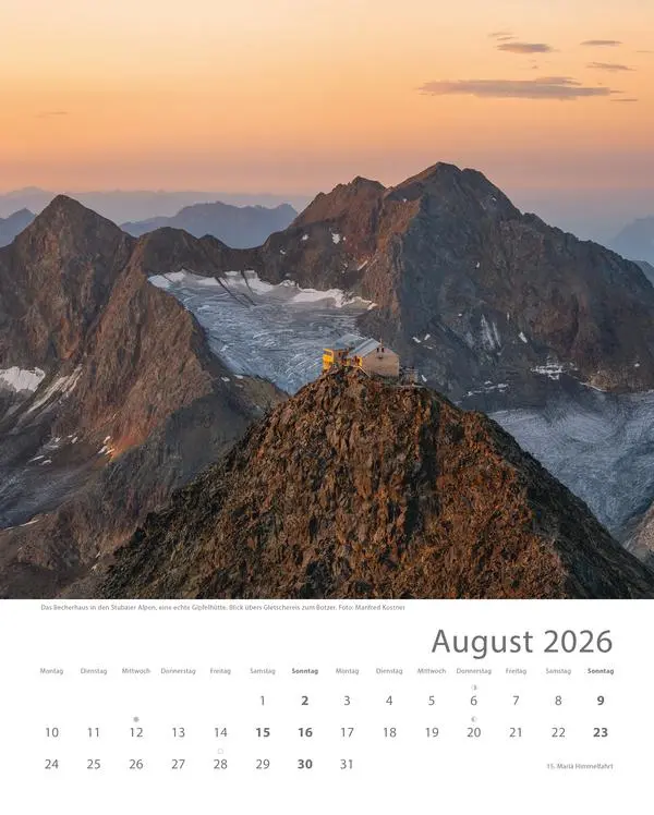 Bild: 9783731883579 | Hütten unserer Alpen 2026 | Verlag Korsch | Kalender | Spiralbindung