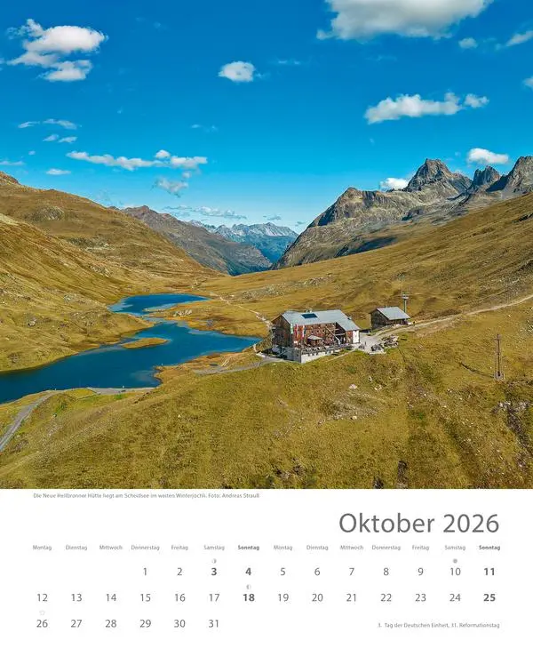 Bild: 9783731883579 | Hütten unserer Alpen 2026 | Verlag Korsch | Kalender | Spiralbindung