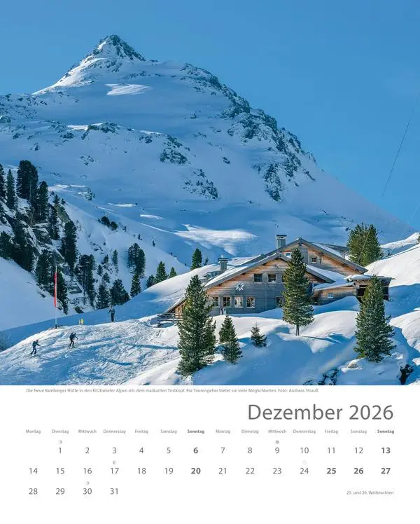 Bild: 9783731883579 | Hütten unserer Alpen 2026 | Verlag Korsch | Kalender | Spiralbindung
