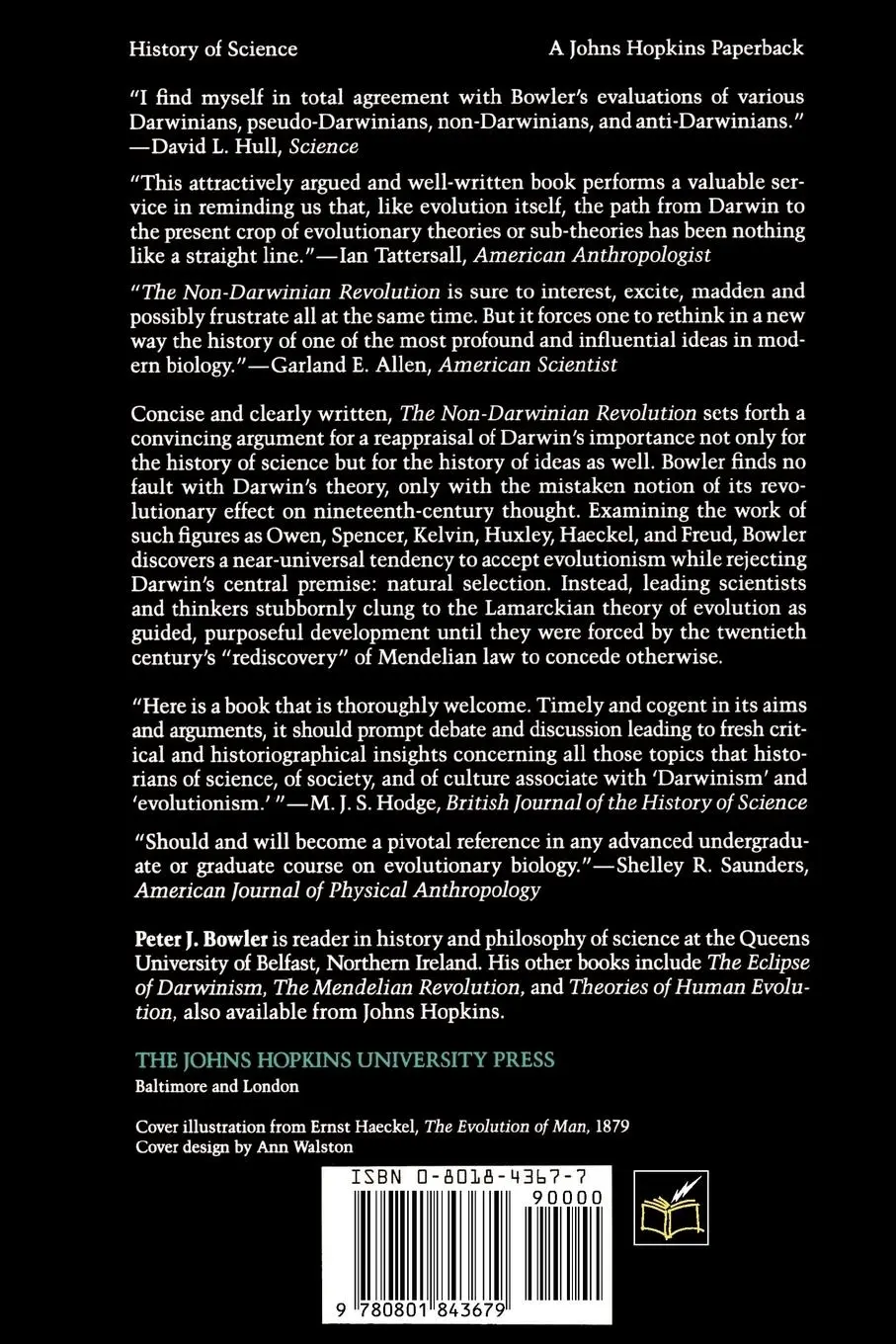 Rückseite: 9780801843679 | The Non-Darwinian Revolution | Reinterpreting a Historical Myth | Buch