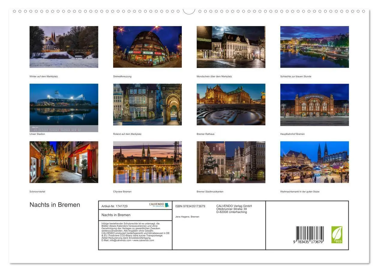 Bild: 9783435173679 | Nachts in Bremen (hochwertiger Premium Wandkalender 2025 DIN A2...