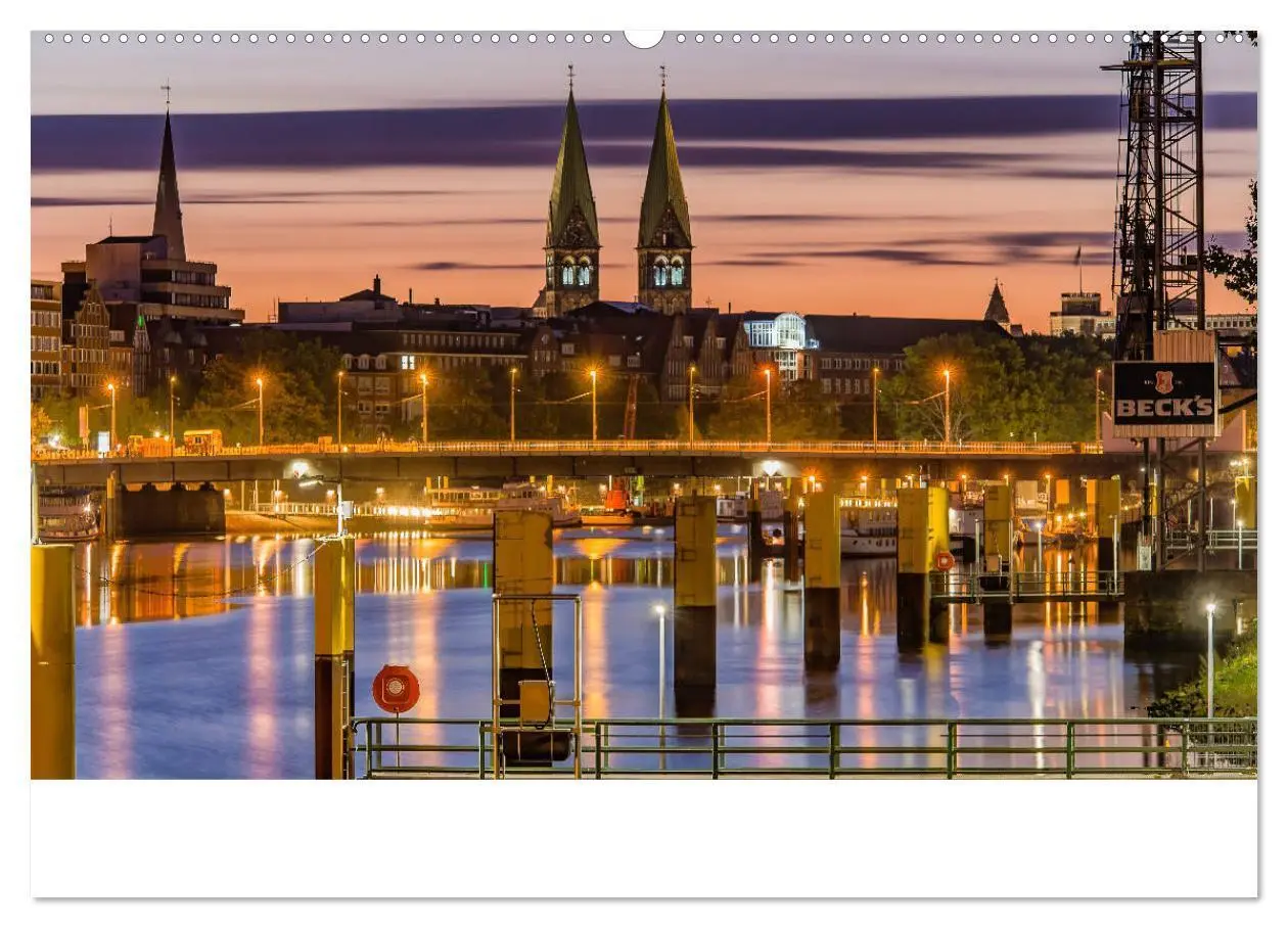 Bild: 9783435173679 | Nachts in Bremen (hochwertiger Premium Wandkalender 2025 DIN A2...