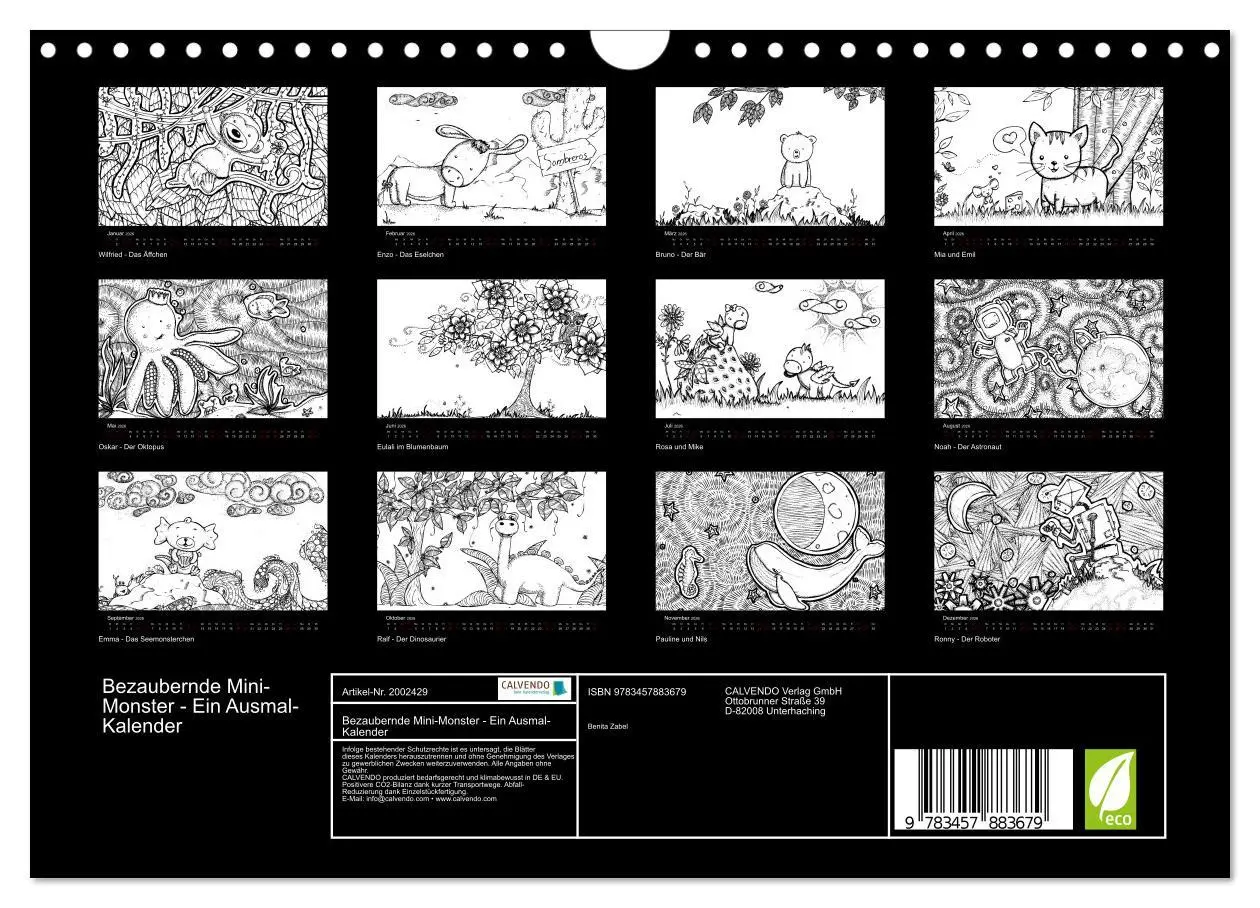 Bild: 9783457883679 | Bezaubernde Mini-Monster - Ein Ausmal-Kalender (Wandkalender 2026...