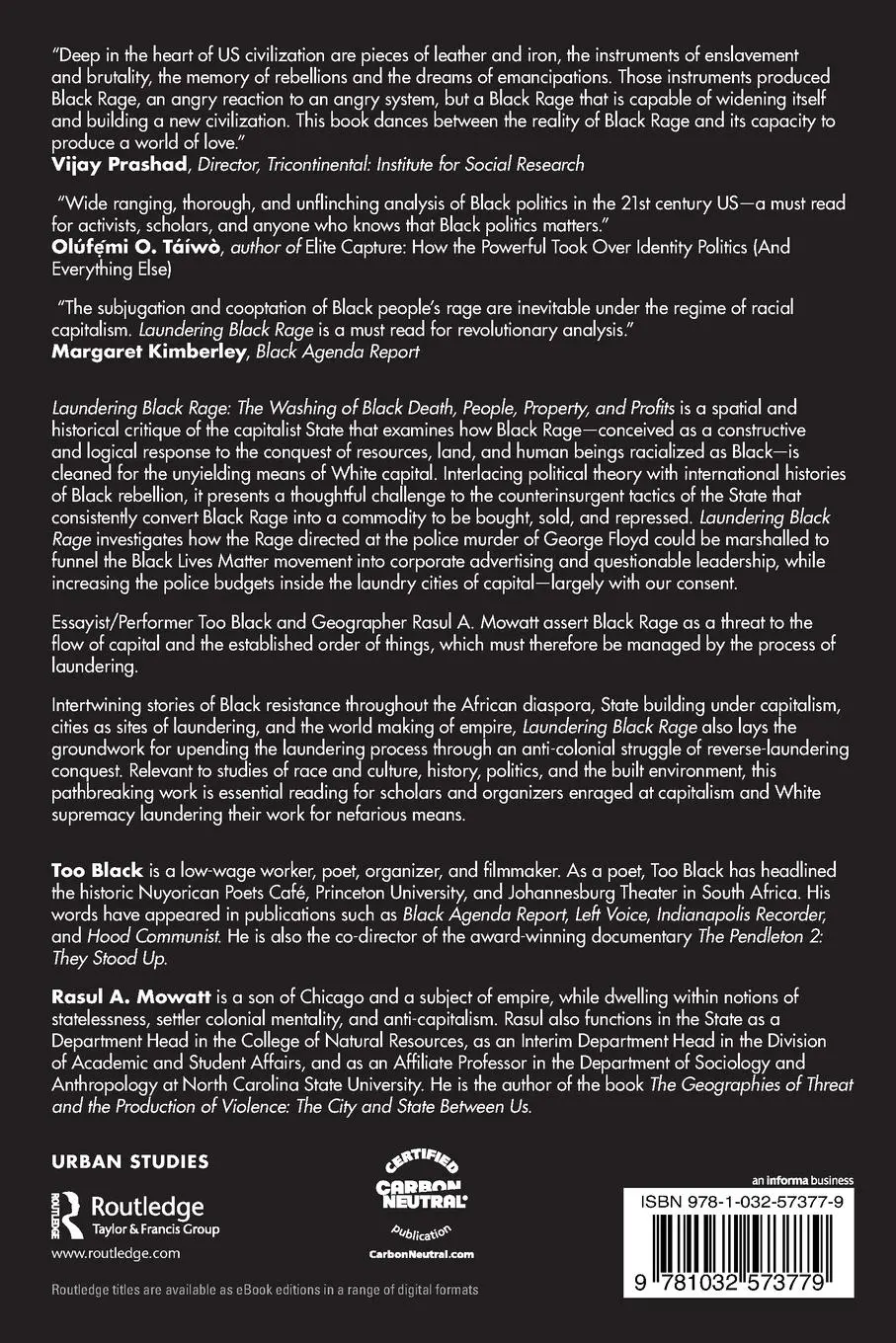 Rückseite: 9781032573779 | Laundering Black Rage | Too Black (u. a.) | Taschenbuch | Englisch