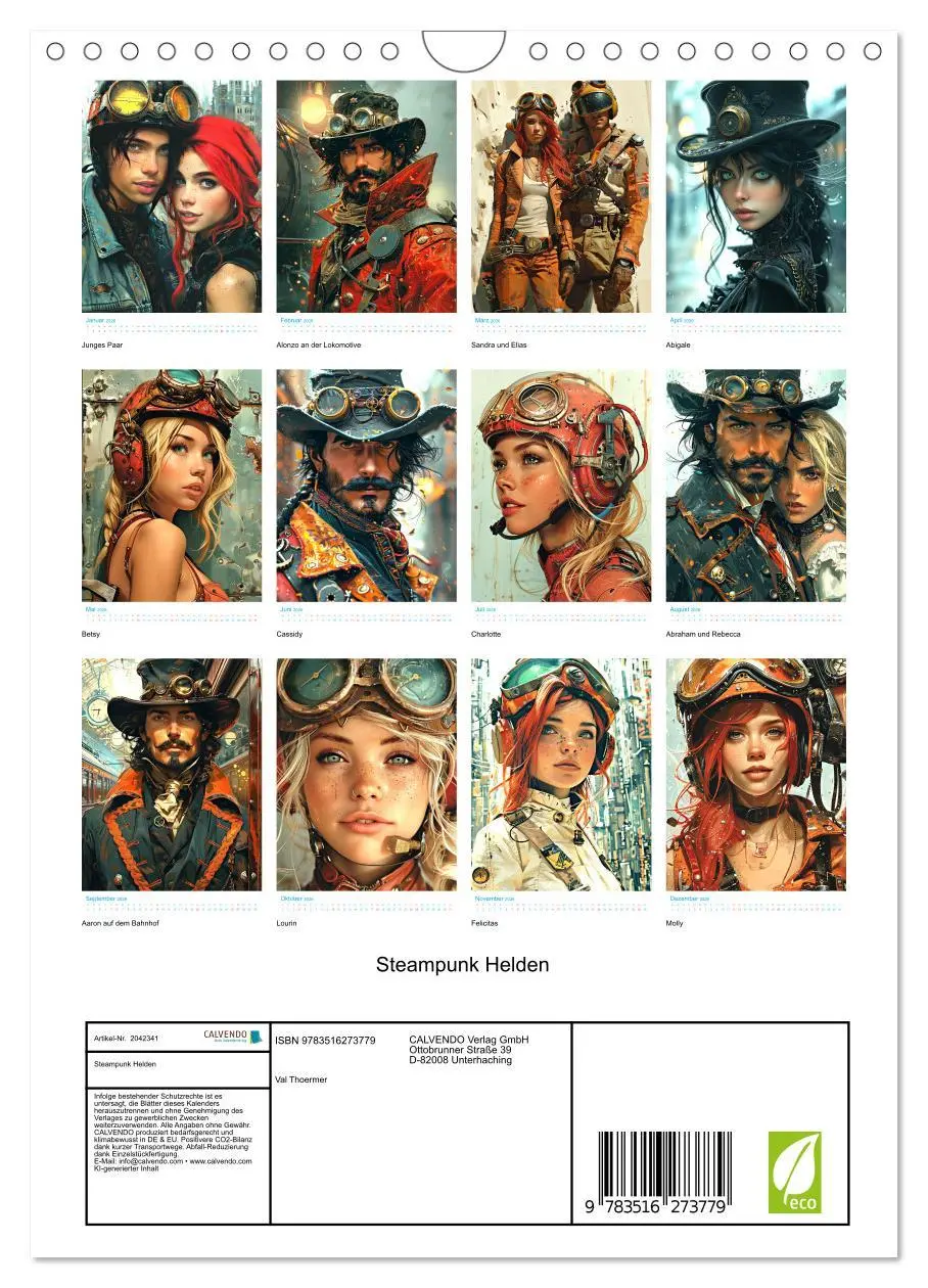 Bild: 9783516273779 | Steampunk Helden (Wandkalender 2026 DIN A4 hoch), CALVENDO...