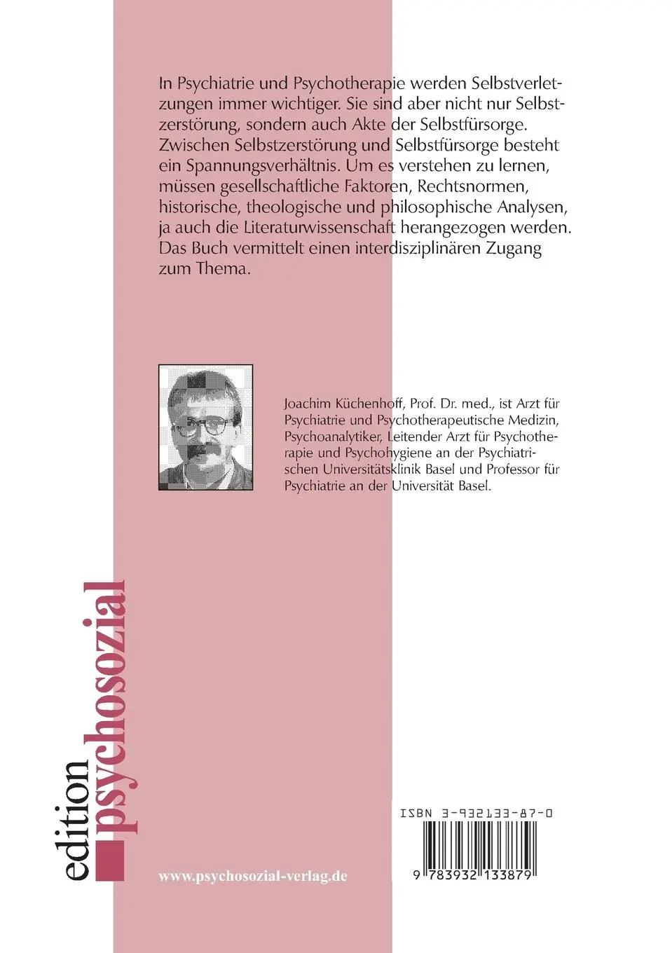 Rückseite: 9783932133879 | Selbstzerstörung und Selbstfürsorge | Joachim Küchenhoff | Taschenbuch