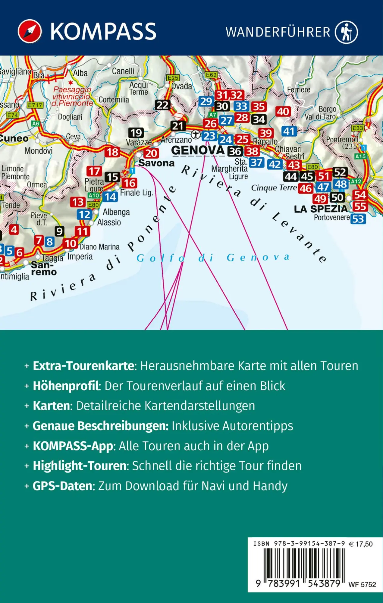 Rückseite: 9783991543879 | KOMPASS Wanderführer Ligurien mit Cinque Terre, 50 Touren mit...