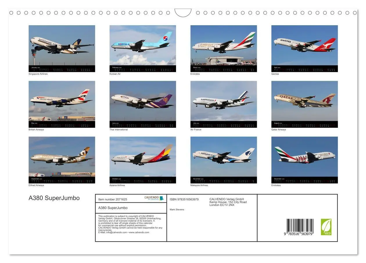 Bild: 9783516563979 | A380 SuperJumbo (Wall Calendar 2026 DIN A3 landscape), CALVENDO 12...